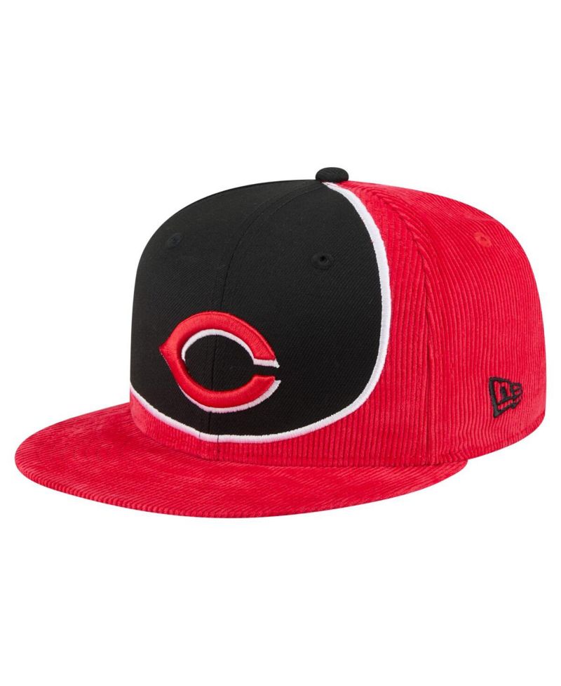 Men's Red/Black Cincinnati Reds Retro Split Corduroy Snapback Hat