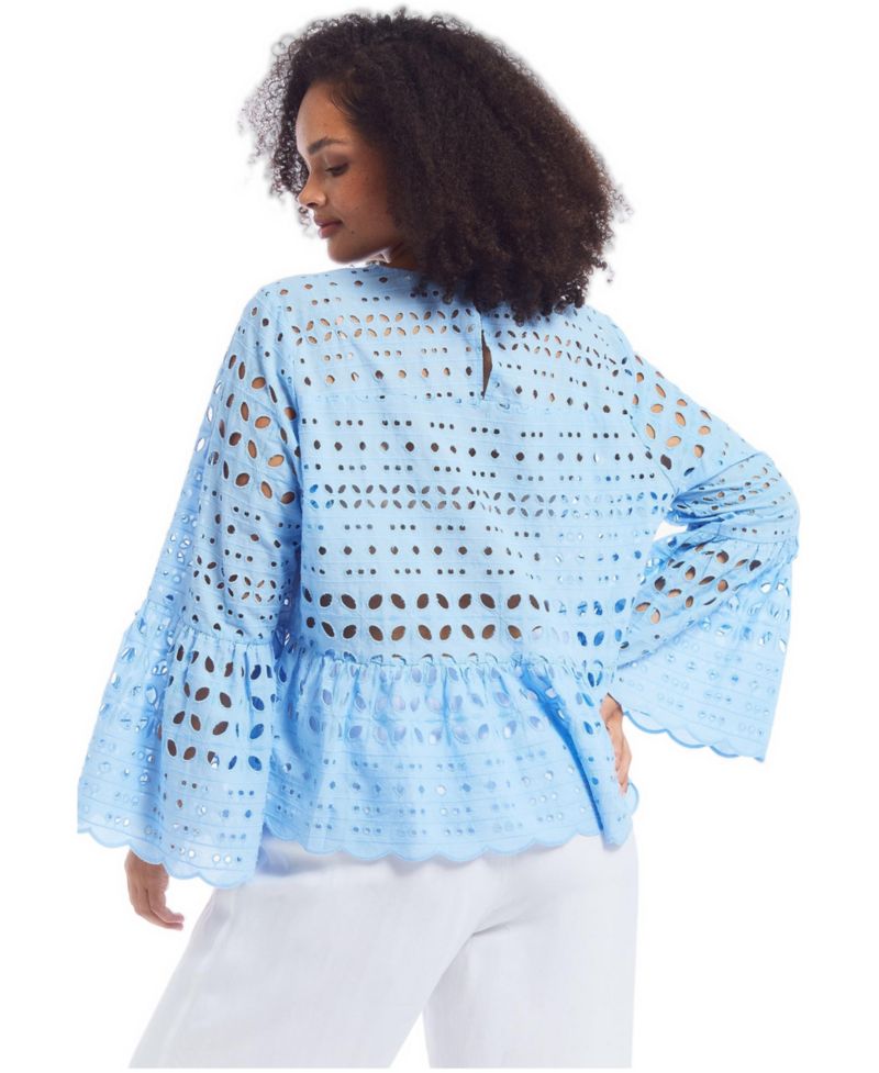 Women's June and Vie Eyelet Flounce Peplum Top