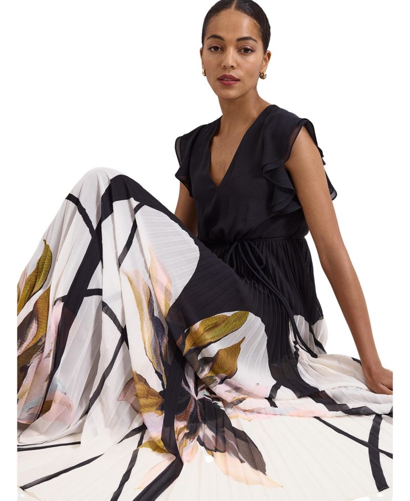Women's Uma Pleated Floral V-Neck Maxi Dress