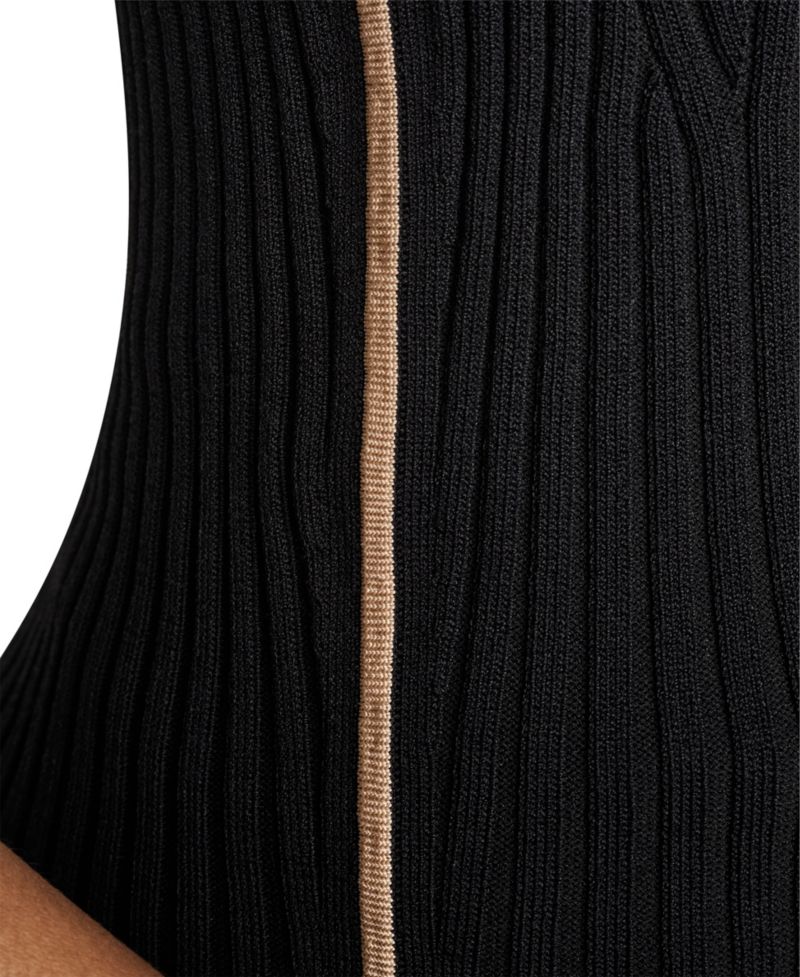 Women's Collared V-Neck Ribbed Knit Sweater