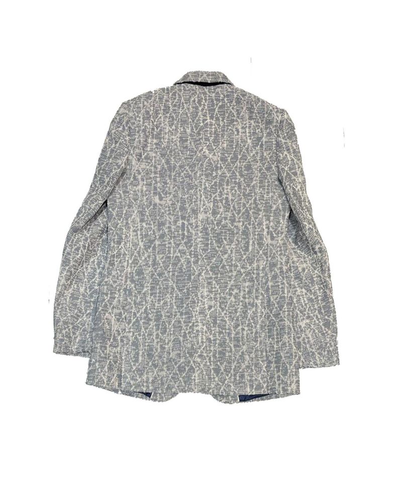 Boys Blue Slim Fit Geometric Pattern Blazer
