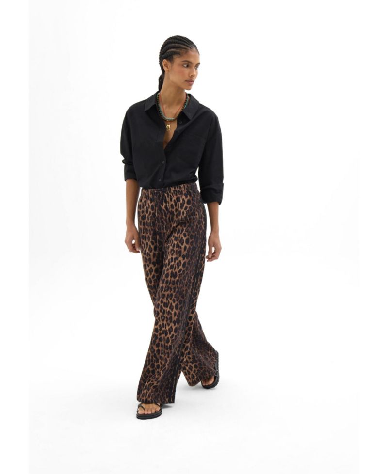 Women's Petunia Linen Blend Leopard Trouser
