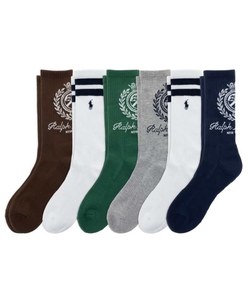 Men's Ralph Lauren Crest Crew Socks, 6-Pack