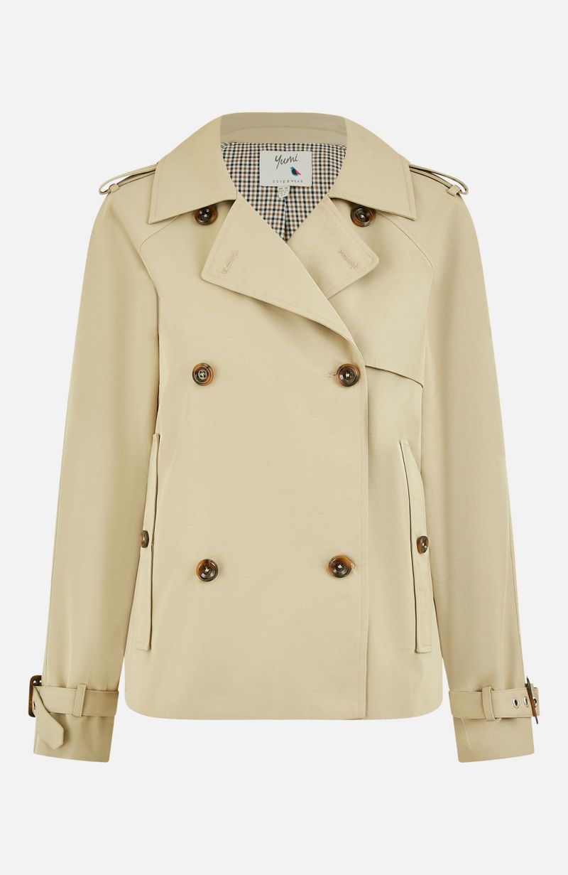 Women's Cropped Trench Jacket With Pockets