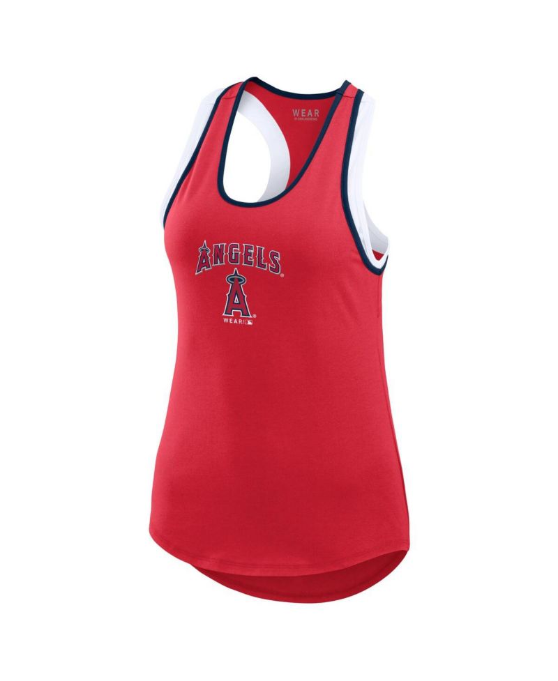 Women's Red Los Angeles Angels Color Block Racerback Tank Top