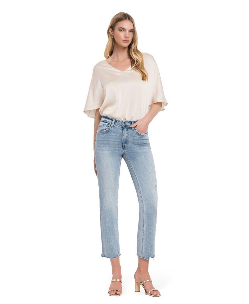 Women's High Rise Crop Straight Jeans
