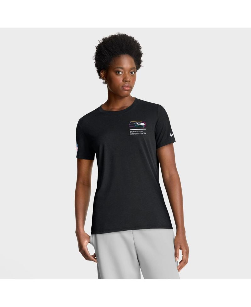 Women's Black Seattle Seahawks 2025 NFL Crucial Catch Tri-Blend Dri-FIT T-Shirt