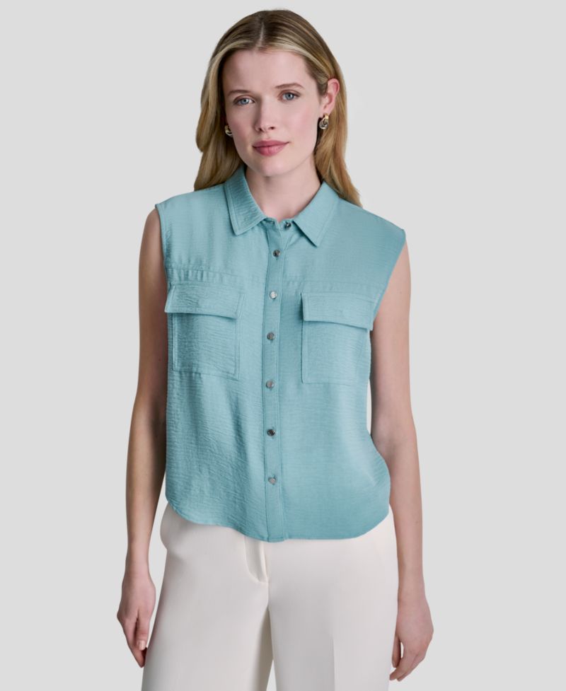 Women's Sleeveless Collared Top