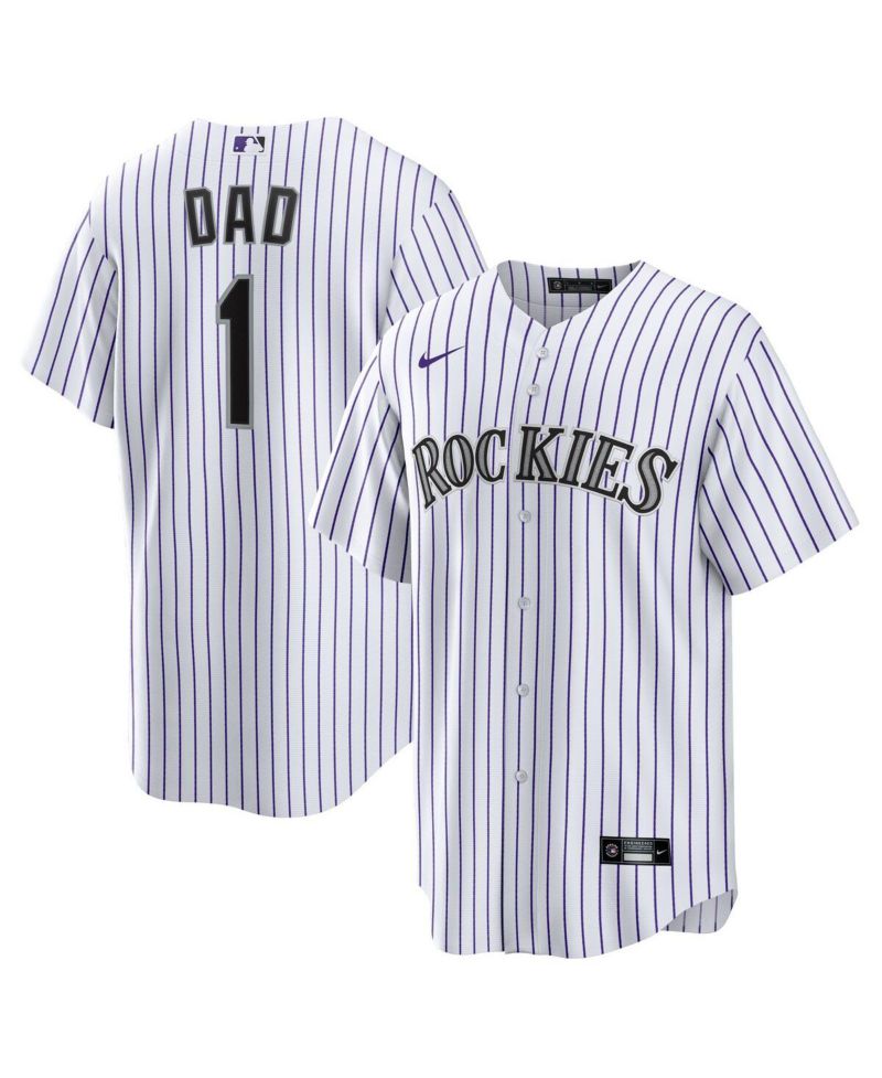 Men's White Colorado Rockies 1 Dad Home Replica Jersey