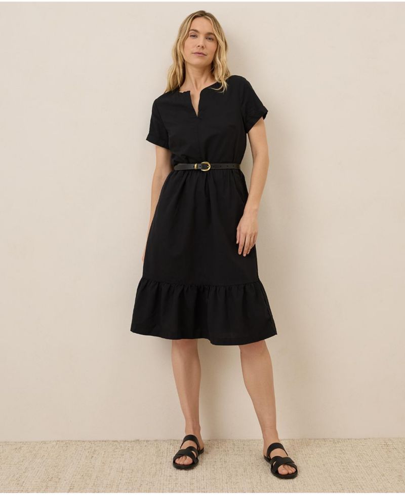 Women's Organic Cotton Canopy Linen Blend Notch Neck Dress
