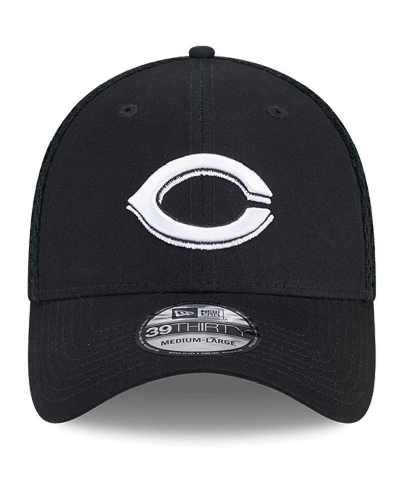 Men's Cincinnati Reds Evergreen Black White Neo 39Thirty Flex Hat