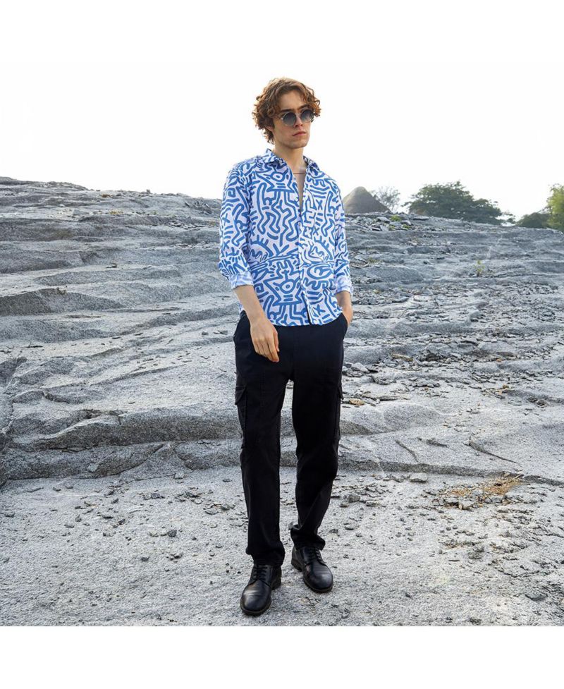 Men's Contrast Graffiti Shirt