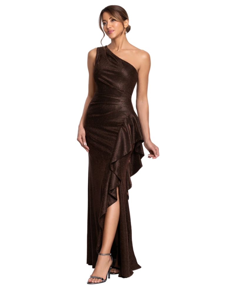 Women's One-Shoulder Glitter Long Dress