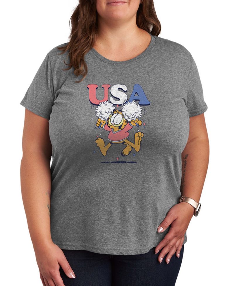 Plus Size Garfield USA Cheer Short-Sleeve T-Shirt