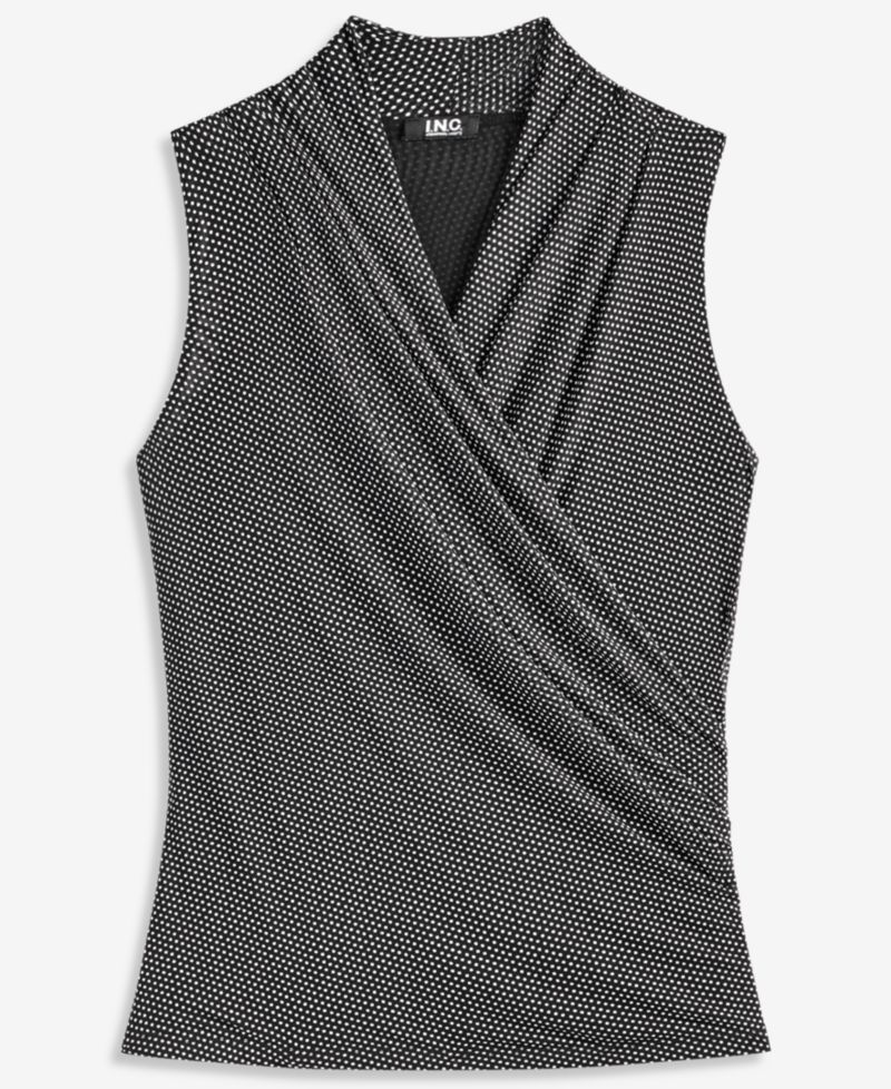 Women's Ruched Mesh V-Neck Surplice Tank