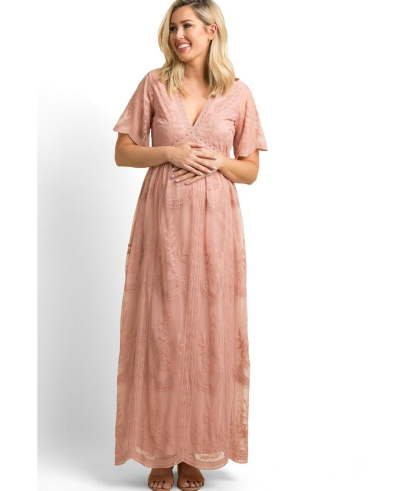 Women's Sage Lace Mesh Overlay Maxi Dress