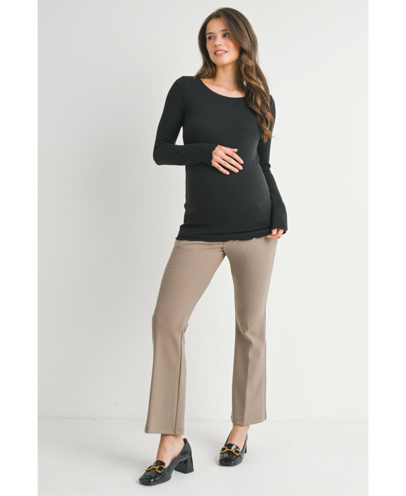 Women's Ribbed Long Sleeve Scoop Neck Maternity Top