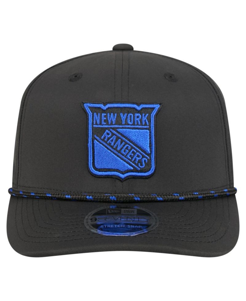 Men's Black New York Rangers Sport Vented 9SEVENTY Rope Adjustable Hat