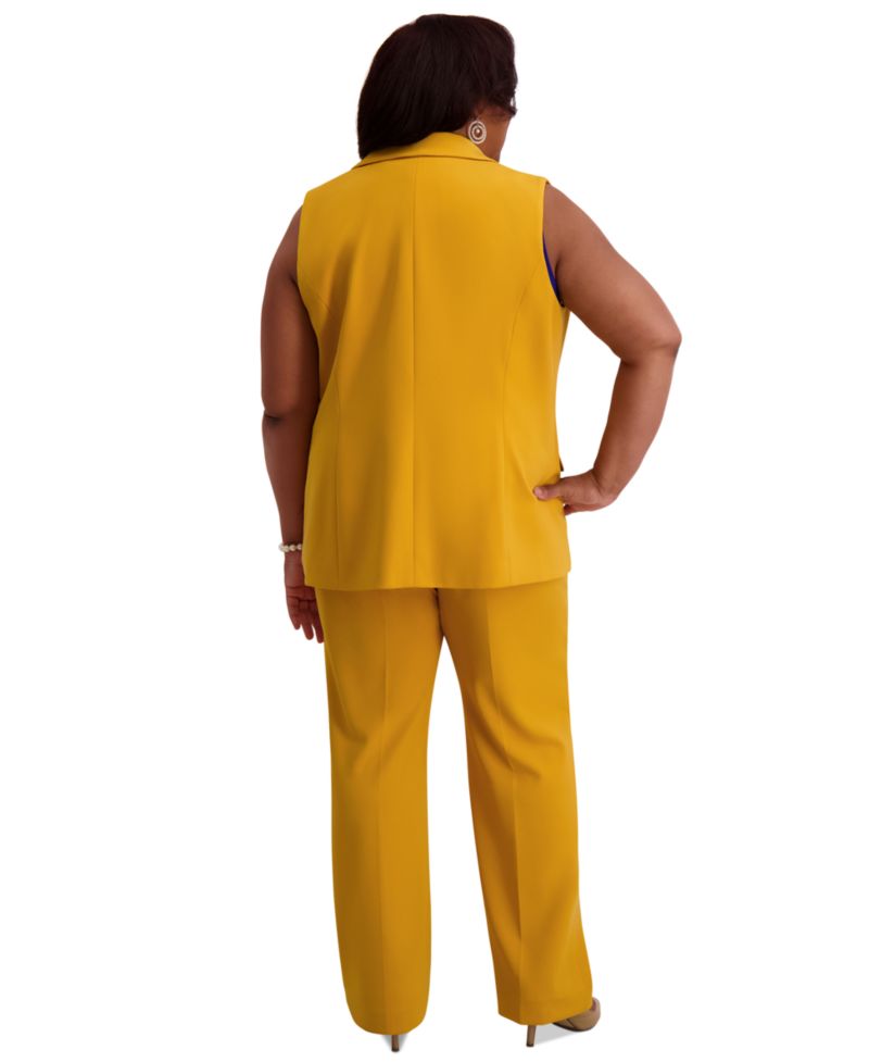 Notched Collar Open-Front Regular & Plus Sizes Vest Blazer