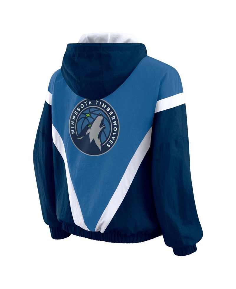 Women's Blue/Navy Minnesota Timberwolves Color-Block Full-Zip Windbreaker Jacket