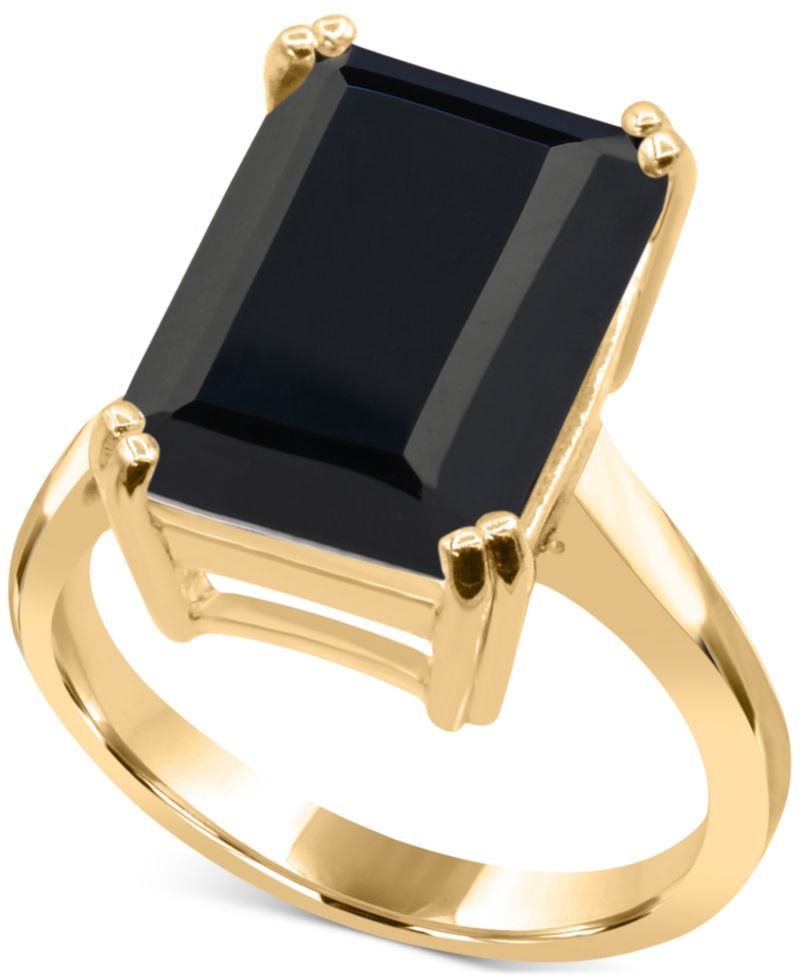 Gemstone Emerald-Cut Statement Ring in 14k Gold-Plated Sterling Silver (Also in White Quartz & Black Onyx)
