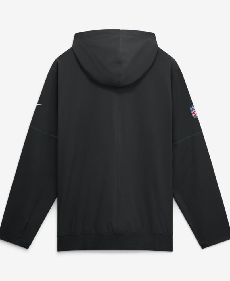 Men's Black New York Jets Sideline Logo Glory Anorak Half-Zip Hoodie
