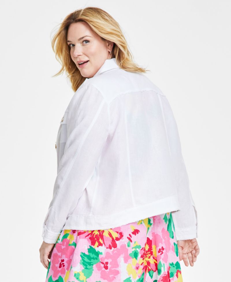 Plus Size 100% Linen Jacket