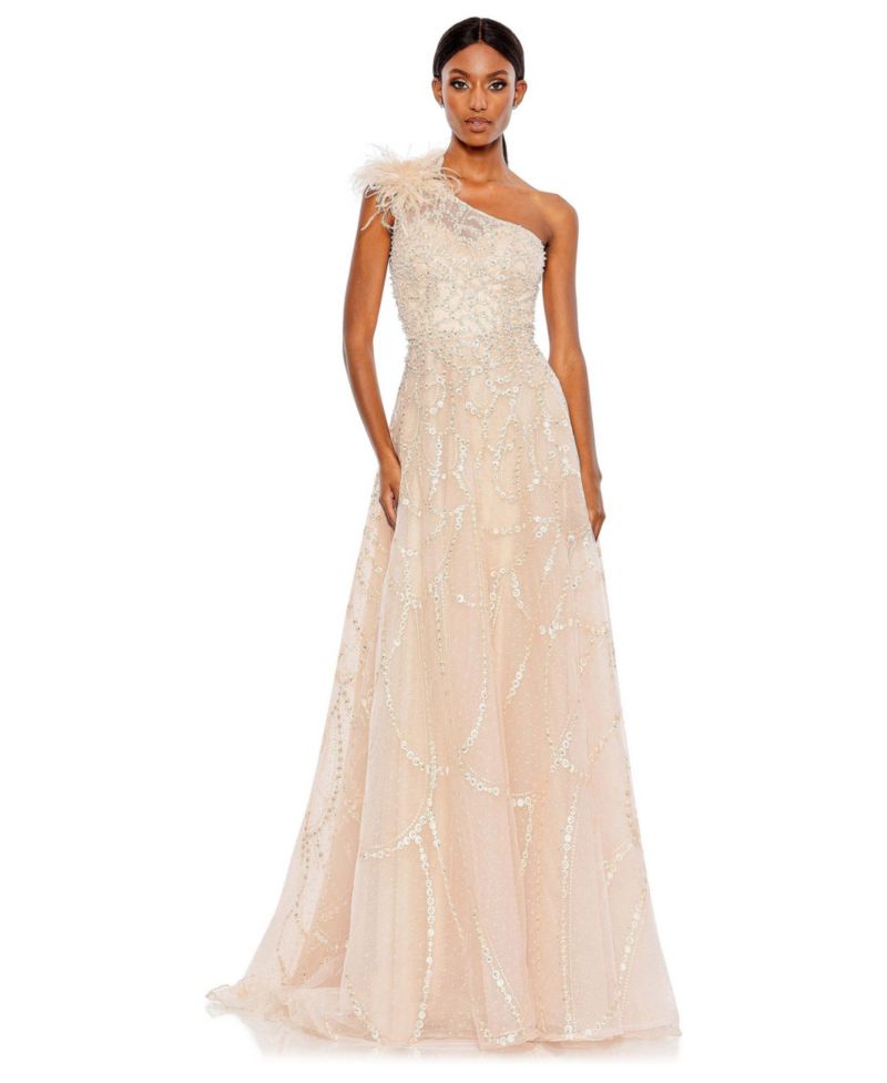 Women's Embellished One Shoulder A Line Gown