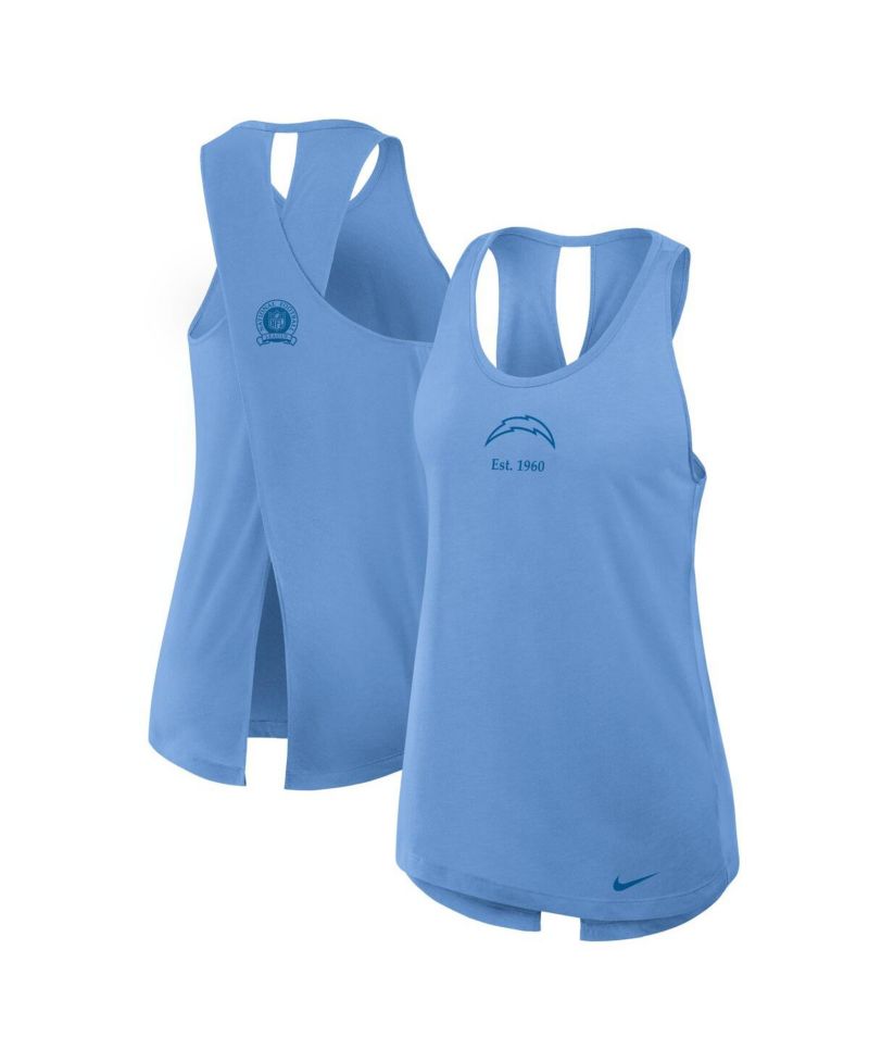 Women's Powder Blue Los Angeles Chargers Glory Crisscross Performance Tank Top