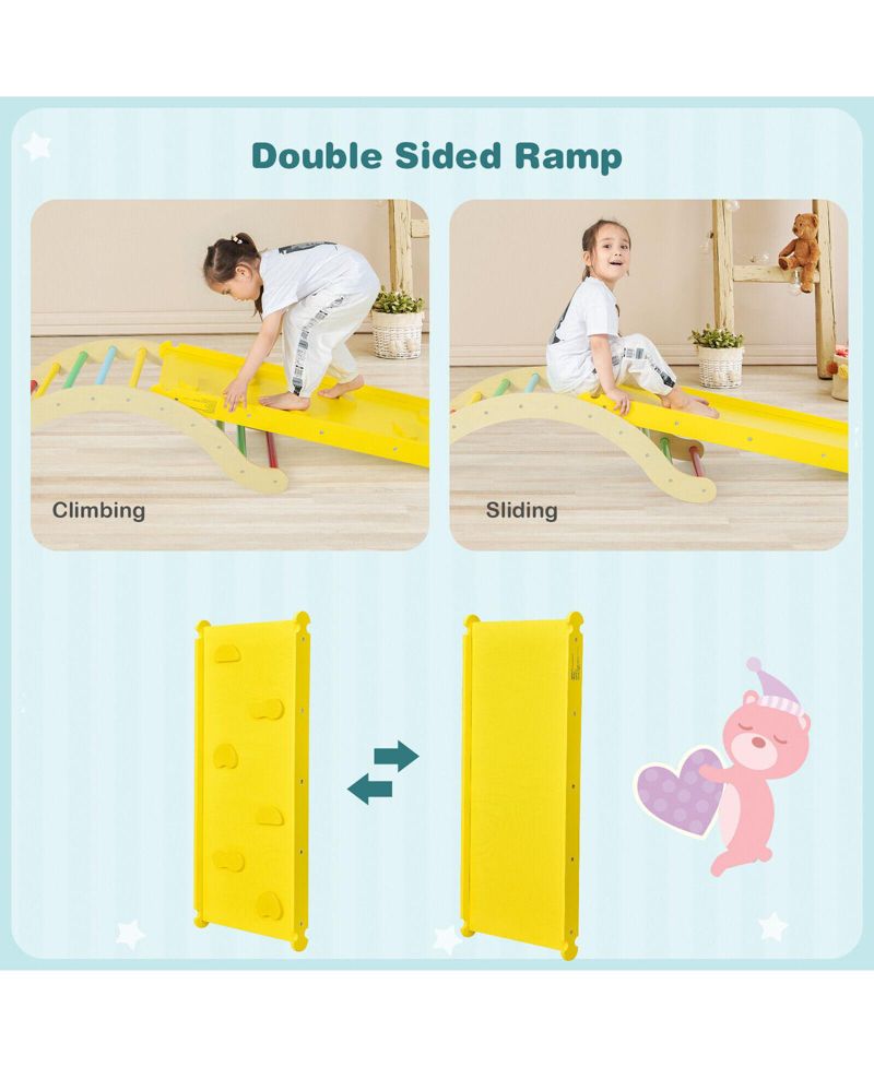 3-in-1 Wooden Climbing Arch, Ramp, and Cushion Pad, 3-Piece Set