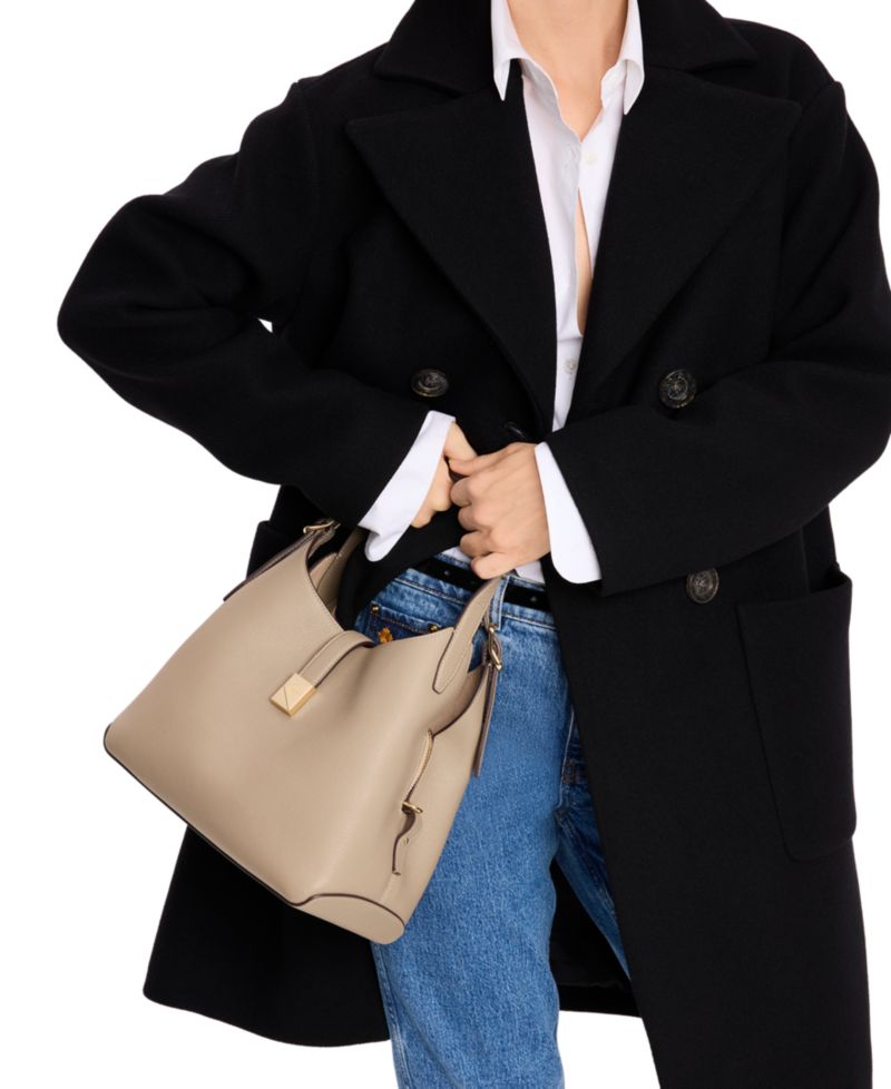 Deco Pebbled Leather Small Crossbody Tote Bag