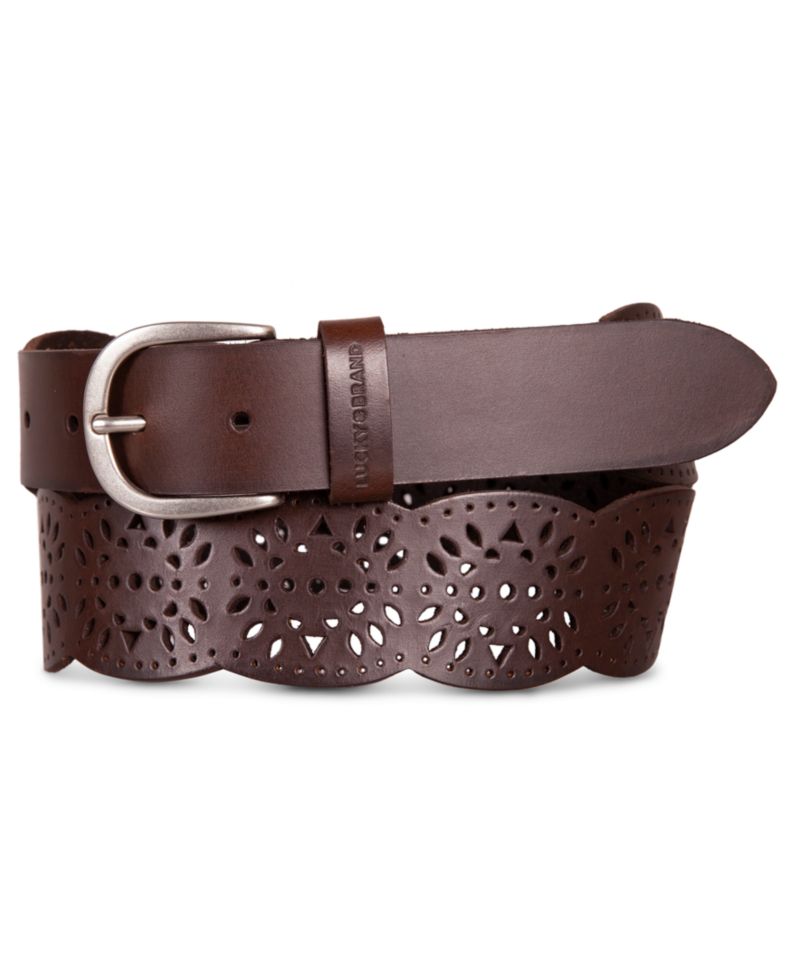 Women's Perforated Scalloped Edge Leather Belt