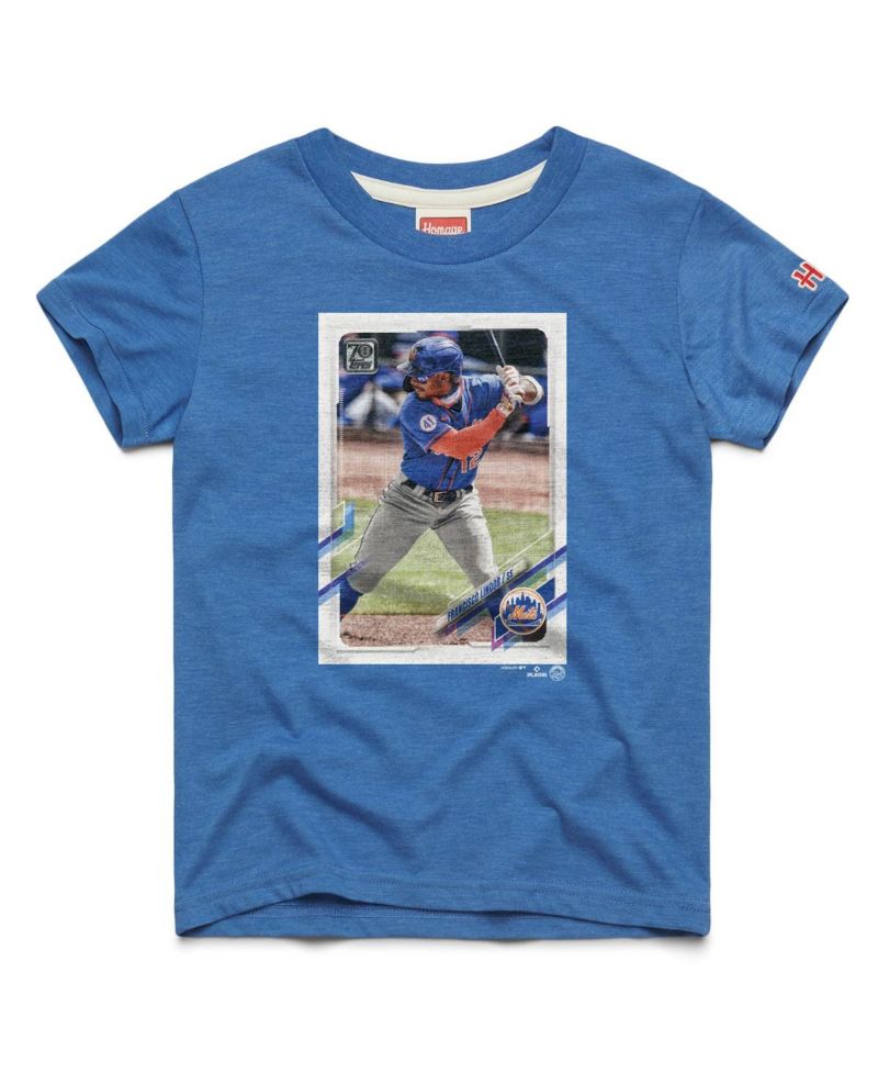 Big Boys and Girls Francisco Lindor Royal New York Mets Topps Baseball Card Tri-Blend T-Shirt