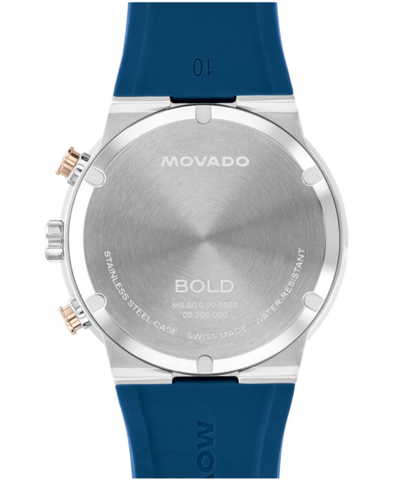 Men's Bold Fusion Swiss Chronograph Blue Silicone Watch, 44.50mm