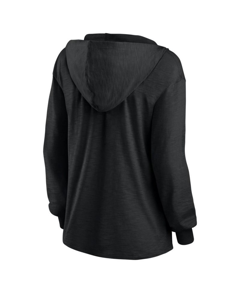 Women's Cleveland Browns Blackout Slub Hoodie V-Neck Long Sleeve T-Shirt
