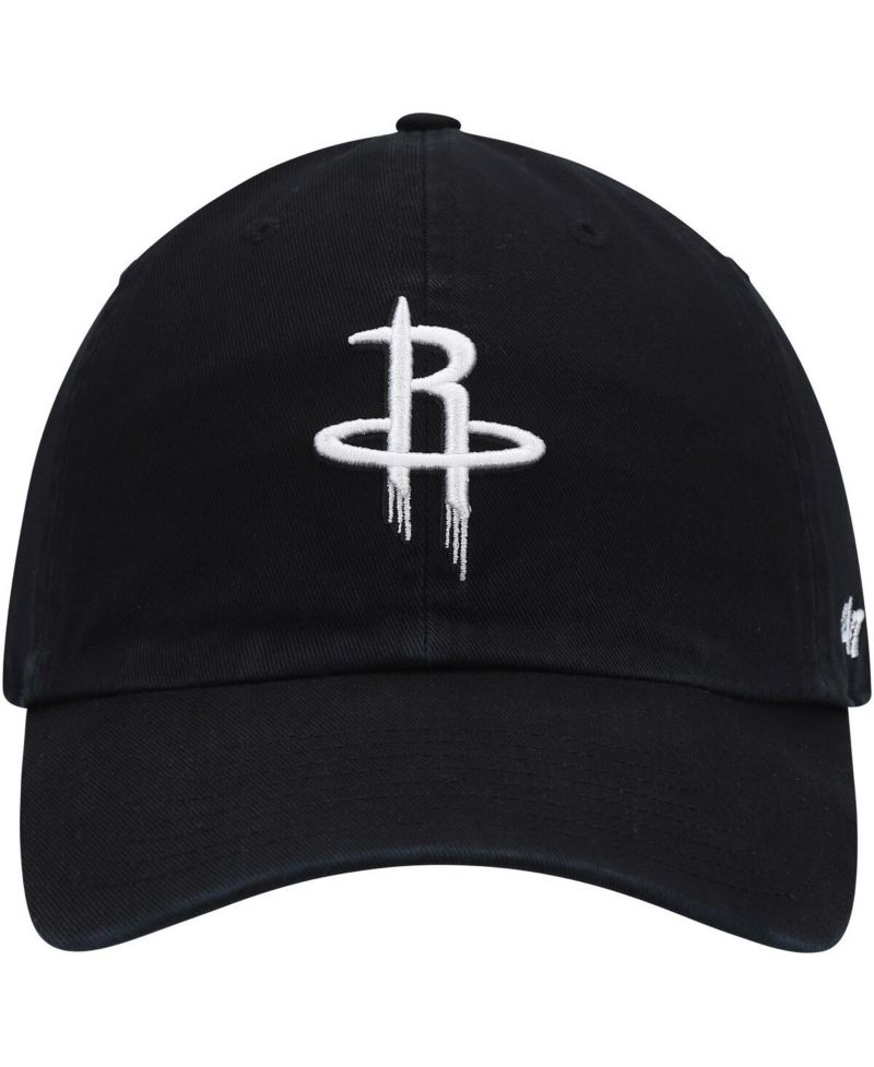Men's '47 Black Houston Rockets Team Clean Up Adjustable Hat