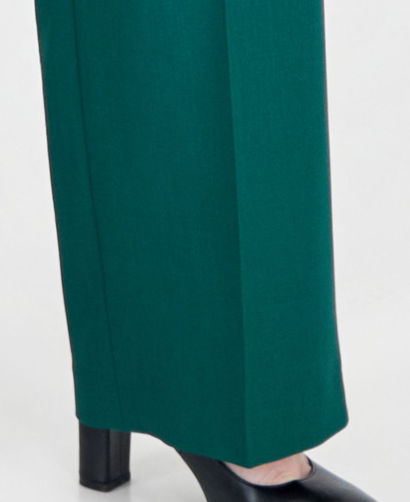 Plus Size Classic Fit Inset Waist Two Button Notch Collar Jacket and Wide Leg Pant, 2-Piece Set