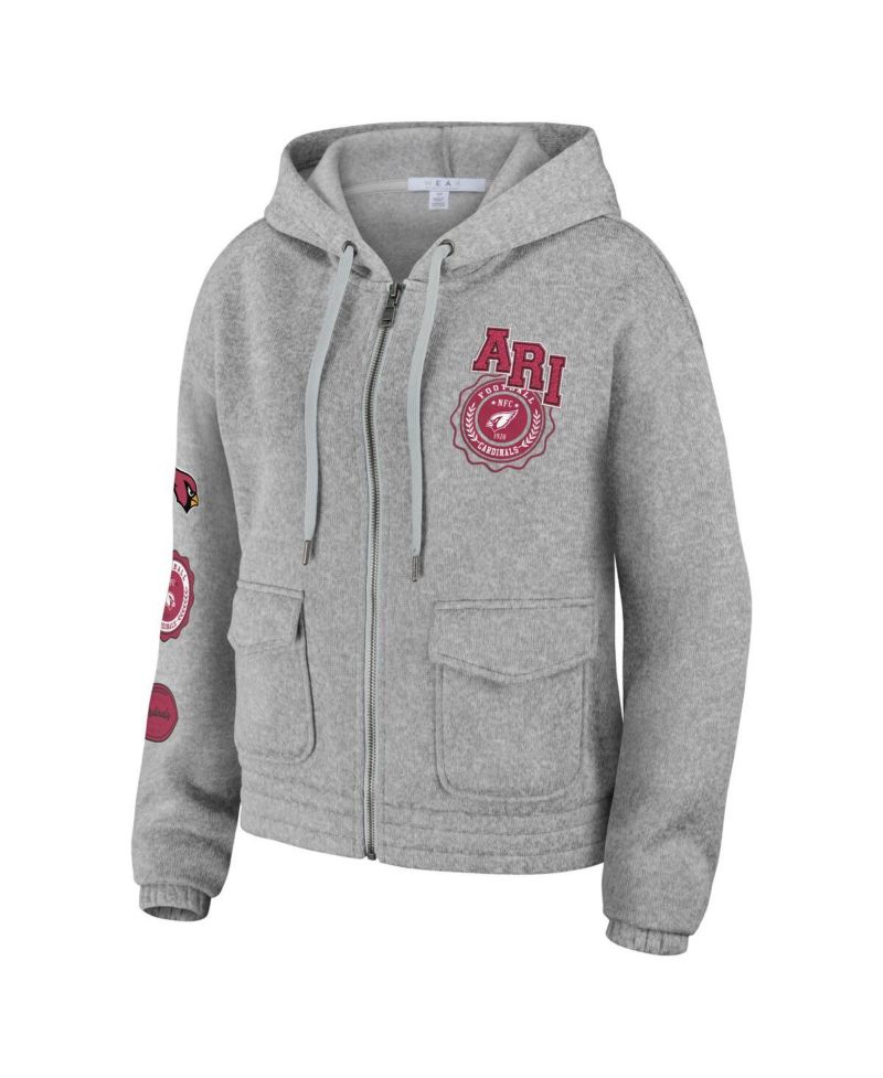 Women's Heather Gray Arizona Cardinals Full-Zip Hoodie