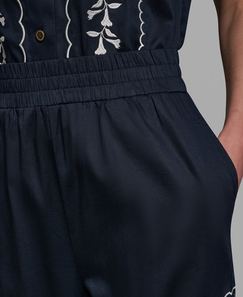 Petite Mid-Rise Embroidery Pants