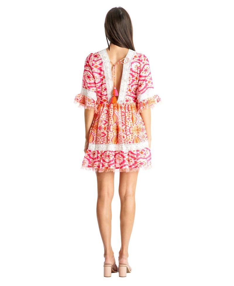 Women's s Lace Trim Mini Shift Dress