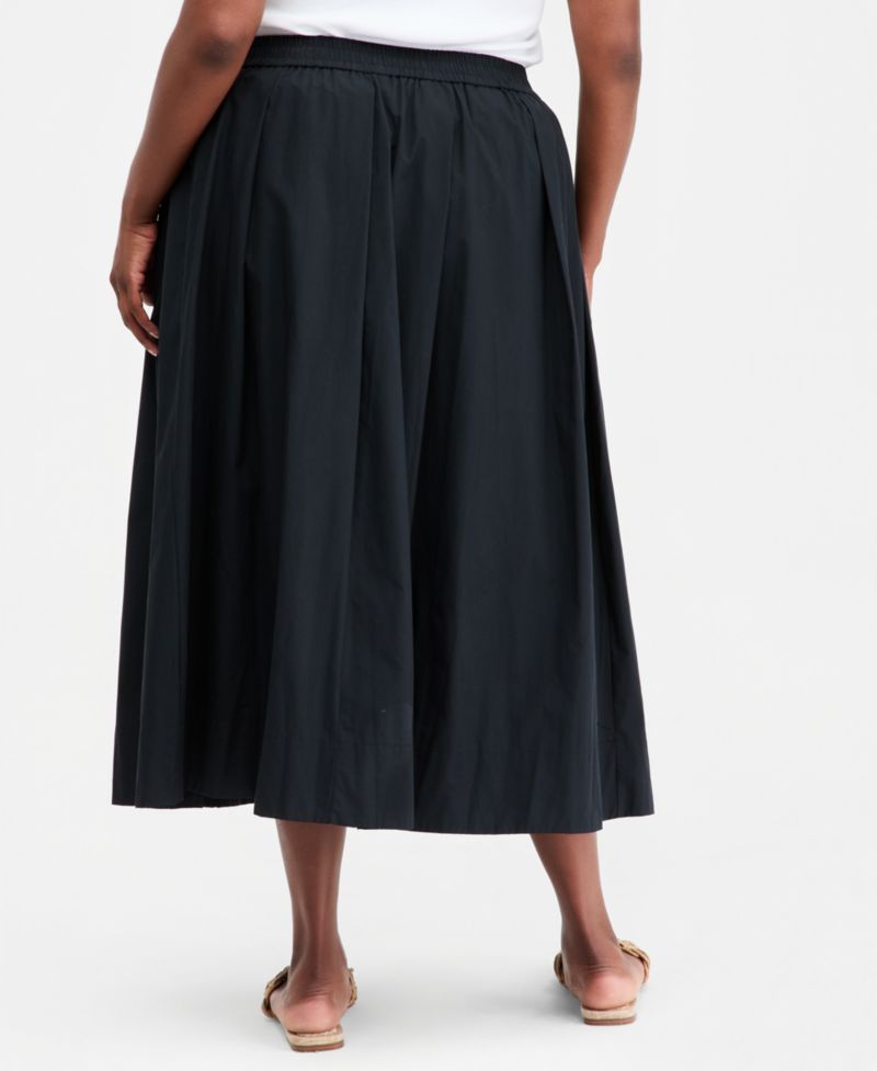 Trendy Plus Size Pull-On Cotton Midi Circle Skirt