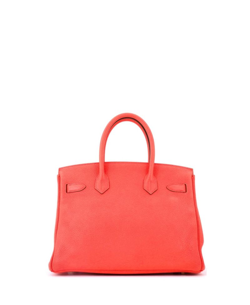 Pre-Owned Hermes Birkin 30 Handbag Red Clemence with Gold Hardware