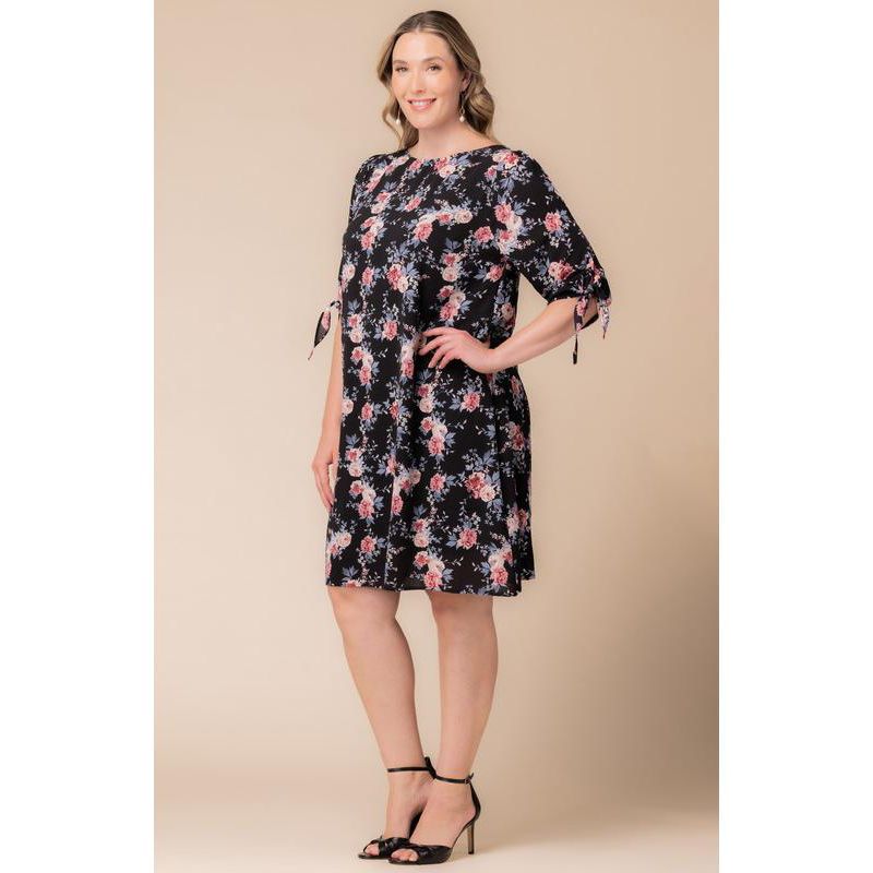 Plus Size Manhattan Shift Dress with Tie Sleeves