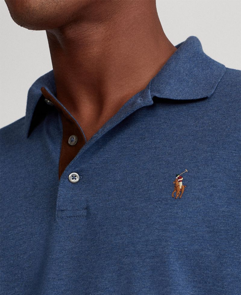 Men's Big & Tall Soft Cotton Long-Sleeve Polo Shirt