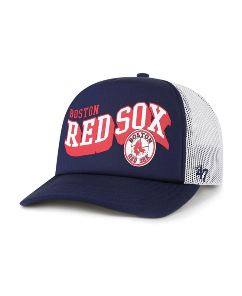 Men's Navy Boston Red Sox Meander Foam Trucker Snapback Hat