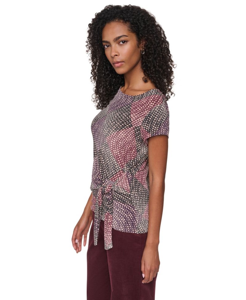 Women's Tie-Front Print Blouse