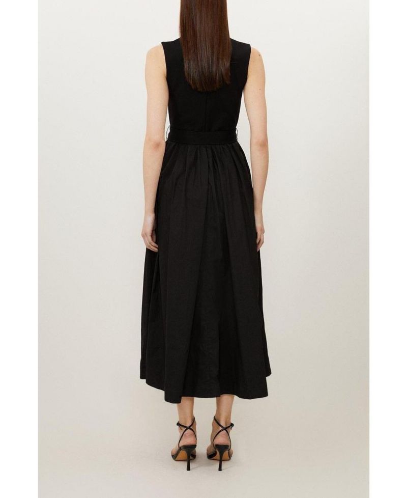Women's Square Neck Belted Maxi Dress