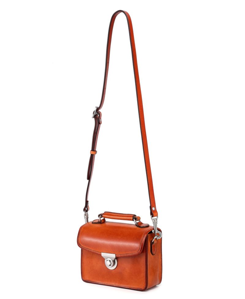 Laurel Mini Leather Convertible Pushlock Crossbody Bag
