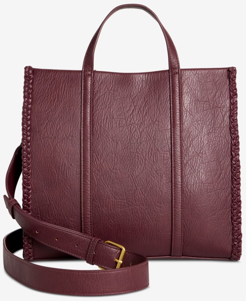 Braided Trim Boxy Tote Bag