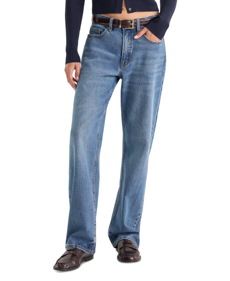 Women's High-Waisted Straight-Leg Cotton-Blend Jeans